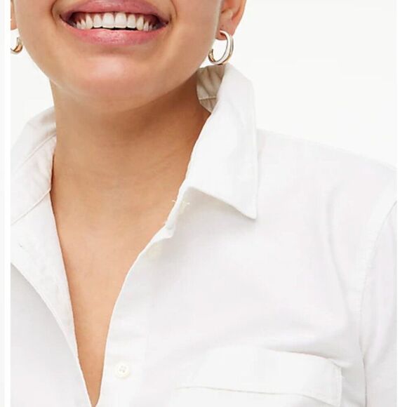 J. Crew Factory BP533 white Petite button-up oxford shirt in signature fit Small - Picture 4 of 11
